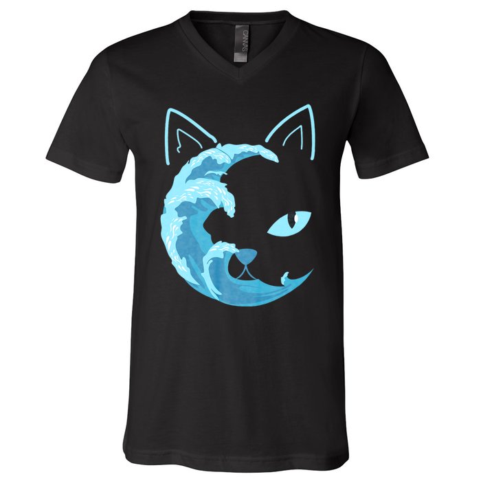 Blue Wave Of Cat Ladies For Kamala V-Neck T-Shirt