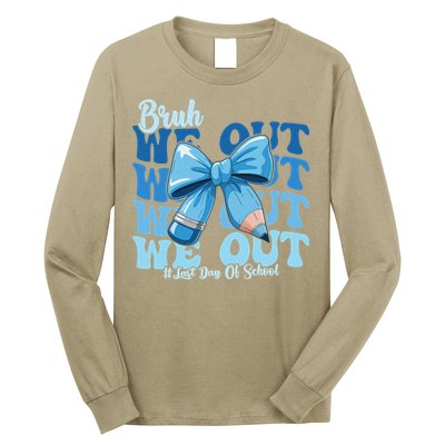 Bruh We Out Happy Last Day Of School Teacher Girl Summer Long Sleeve Shirt