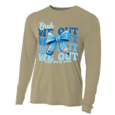 Bruh We Out Happy Last Day Of School Teacher Girl Summer Cooling Performance Long Sleeve Crew