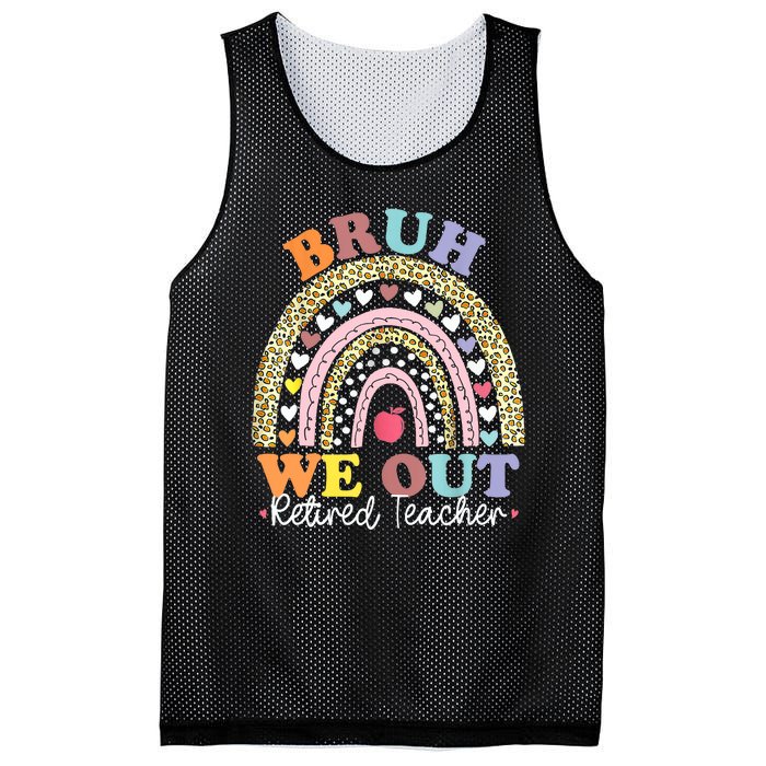 Bruh We Out Boho Rainbow Leopard Retired Teacher Gift Mesh Reversible Basketball Jersey Tank