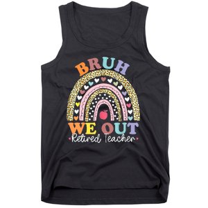 Bruh We Out Boho Rainbow Leopard Retired Teacher Gift Tank Top