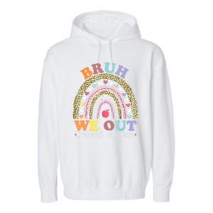 Bruh We Out Boho Rainbow Leopard Retired Teacher Gift Garment-Dyed Fleece Hoodie