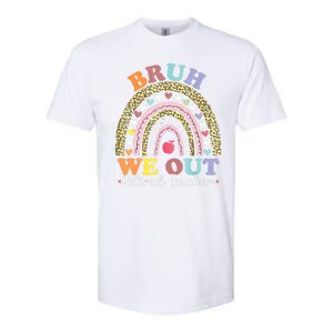 Bruh We Out Boho Rainbow Leopard Retired Teacher Gift Softstyle CVC T-Shirt