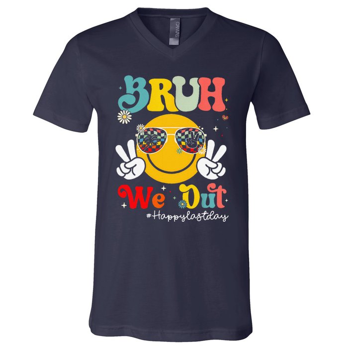 Bruh We Out Happy Last Day Of School Teacher Boy Girl Summer V-Neck T-Shirt