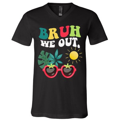 Bruh We Out Teachers Student Summer Happy Last Day Of V-Neck T-Shirt