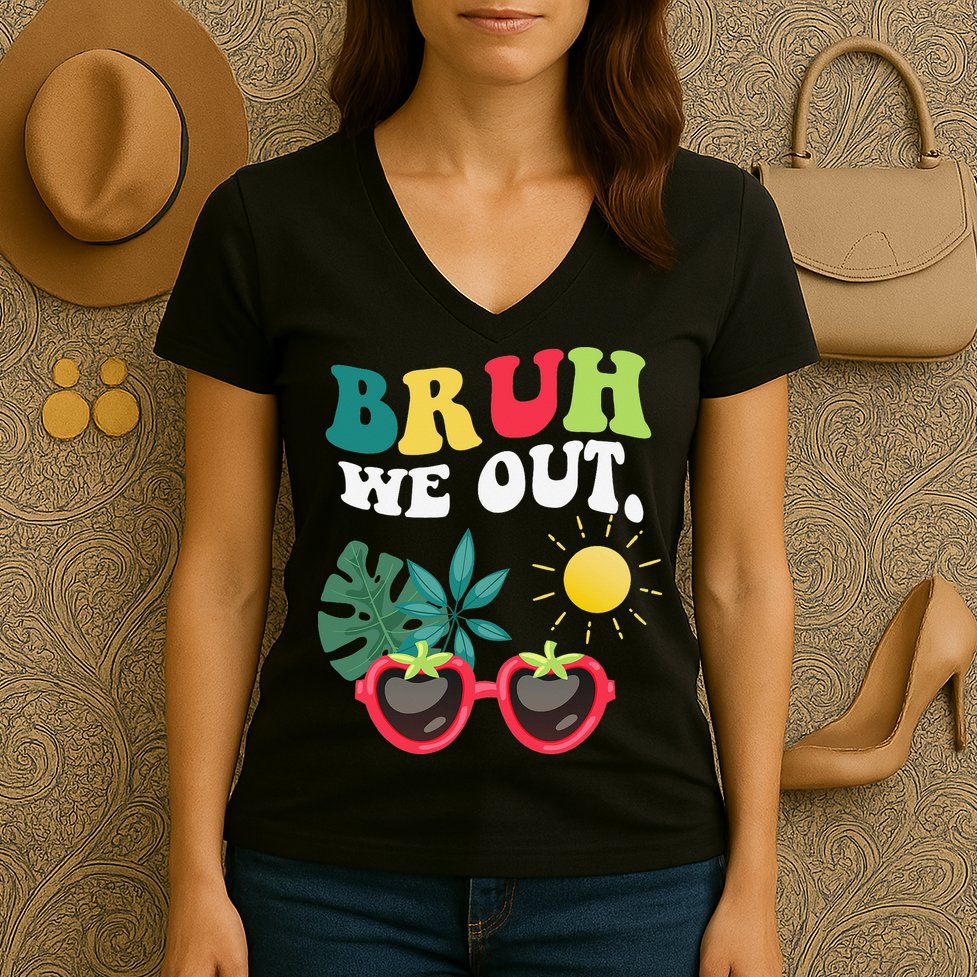 Bruh We Out Teachers Student Summer Happy Last Day Of Women's V-Neck T-Shirt