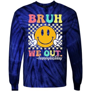 Bruh We Out Happy Last Day Of School Teacher Boy Girl Summer Tie-Dye Long Sleeve Shirt