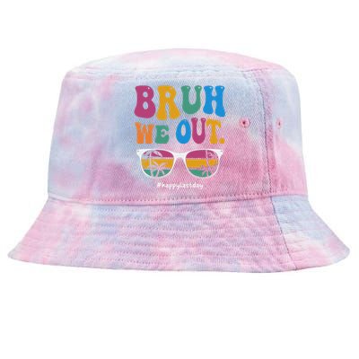 Bruh We Out Happy Last Day Of School Teacher Boy Girl Summer Tie-Dyed Bucket Hat