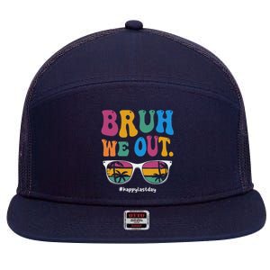 Bruh We Out Happy Last Day Of School Teacher Boy Girl Summer 7 Panel Mesh Trucker Snapback Hat