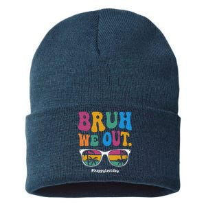 Bruh We Out Happy Last Day Of School Teacher Boy Girl Summer Sustainable Knit Beanie