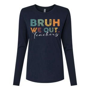 Bruh We Out Teachers End Of School Year Funny Teacher Summer Womens Cotton Relaxed Long Sleeve T-Shirt