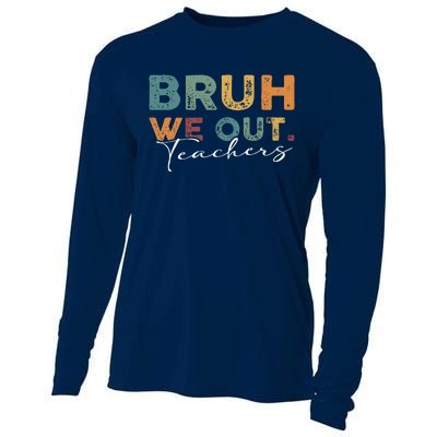 Bruh We Out Teachers End Of School Year Funny Teacher Summer Cooling Performance Long Sleeve Crew