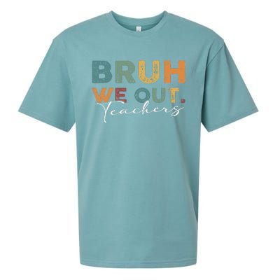 Bruh We Out Teachers End Of School Year Funny Teacher Summer Sueded Cloud Jersey T-Shirt