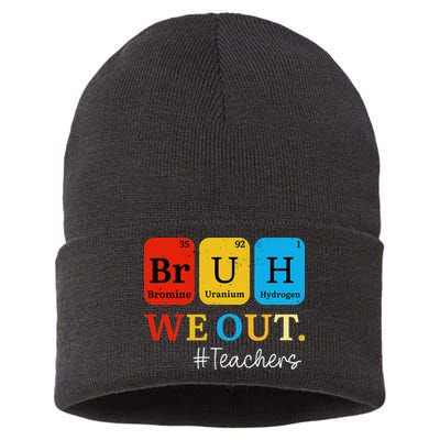 Bruh We Out Teachers Periodic Table Elements Sustainable Knit Beanie
