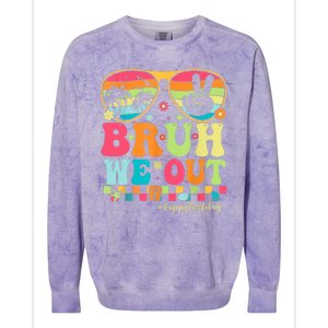 Bruh We Out Teachers Glasses Happy Last Day Of School Groovy Gift Colorblast Crewneck Sweatshirt