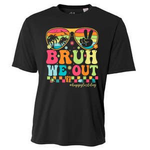 Bruh We Out Teachers Glasses Happy Last Day Of School Groovy Gift Cooling Performance Crew T-Shirt