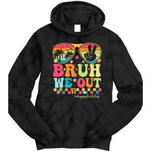 Bruh We Out Teachers Glasses Happy Last Day Of School Groovy Gift Tie Dye Hoodie