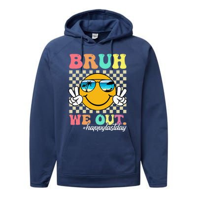 Bruh We Out Happy Last Day Of School Teacher Boy Girl Summer Performance Fleece Hoodie