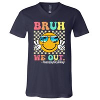 Bruh We Out Happy Last Day Of School Teacher Boy Girl Summer V-Neck T-Shirt