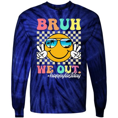 Bruh We Out Happy Last Day Of School Teacher Boy Girl Summer Tie-Dye Long Sleeve Shirt