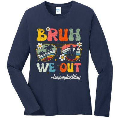 Bruh We Out Happy Last Day Of School Teacher Student Summer Ladies Long Sleeve Shirt