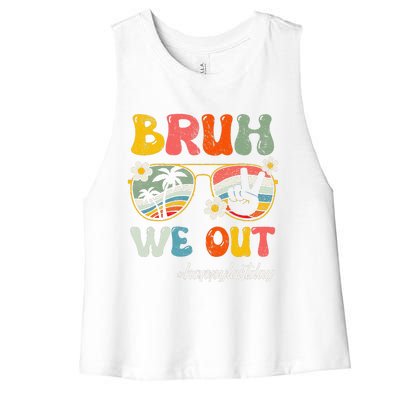 Bruh We Out Happy Last Day Of School Teacher Student Summer Women's Racerback Cropped Tank