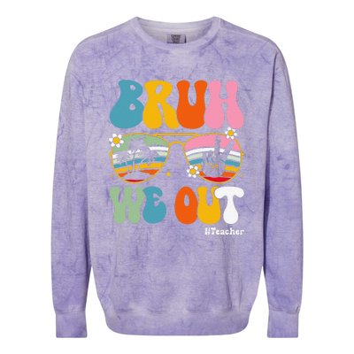 Bruh We Out Teachers End Of School Year Teacher Summer Colorblast Crewneck Sweatshirt