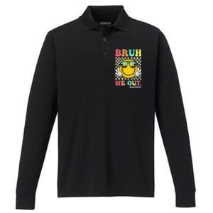 Bruh We Out Happy Last Day Of School Teacher Student Summer Performance Long Sleeve Polo