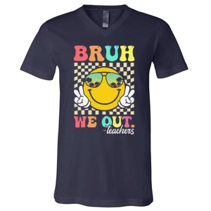 Bruh We Out Happy Last Day Of School Teacher Student Summer V-Neck T-Shirt