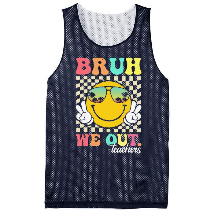 Bruh We Out Happy Last Day Of School Teacher Student Summer Mesh Reversible Basketball Jersey Tank