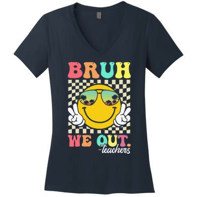 Bruh We Out Happy Last Day Of School Teacher Student Summer Women's V-Neck T-Shirt