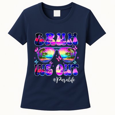 Bruh We Out Summer Para Life Sunglasses Tie Dye Womens T-Shirt