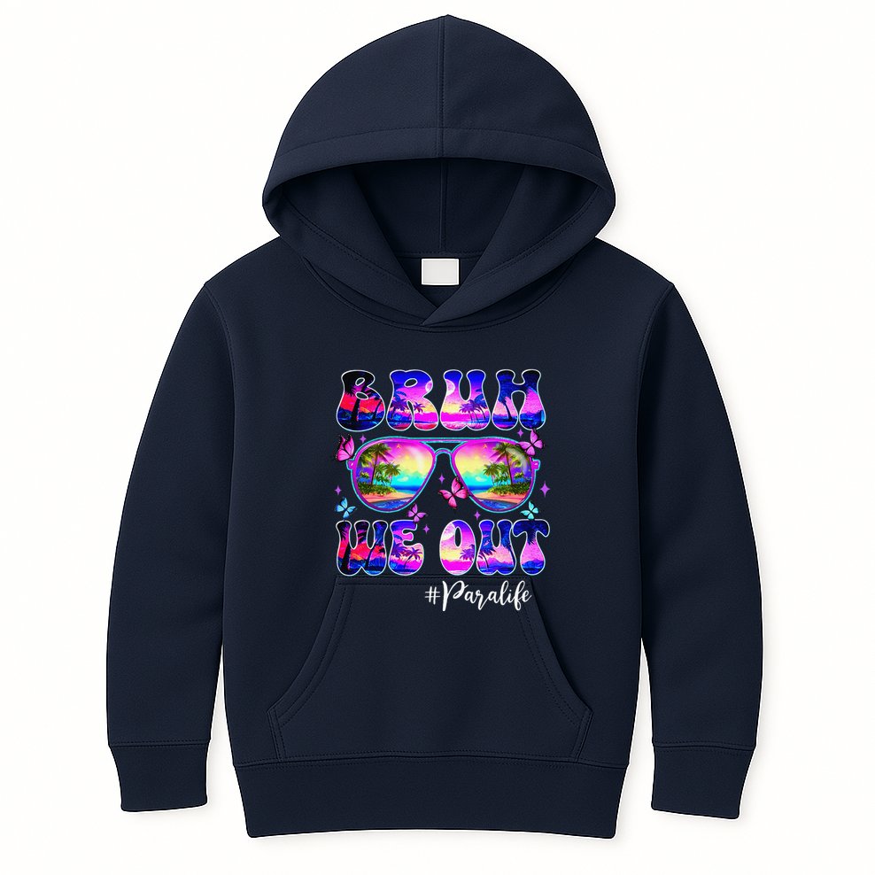 Bruh We Out Summer Para Life Sunglasses Tie Dye Kids Hoodie