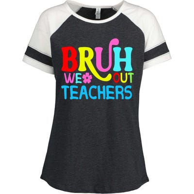 Bruh We Out Teachers Celebration Enza Ladies Jersey Colorblock Tee