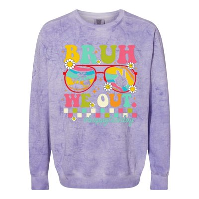 Bruh We Out Teachers Summer Happy Last Day Of School Teacher Colorblast Crewneck Sweatshirt