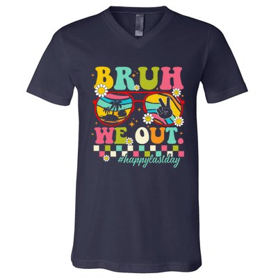 Bruh We Out Teachers Summer Happy Last Day Of School Teacher V-Neck T-Shirt