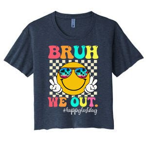 Bruh We Out Teachers Summer Retro Last Day Of School Teacher Women's Crop Top Tee