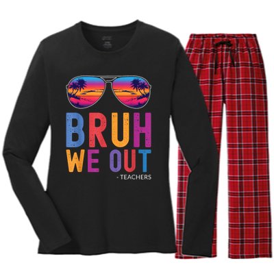 Bruh We Out Teachers Summer Last Day Of School Men Women Women's Long Sleeve Flannel Pajama Set 