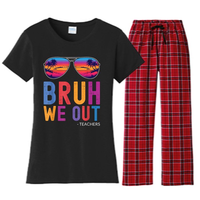 Bruh We Out Teachers Summer Last Day Of School Men Women Women's Flannel Pajama Set