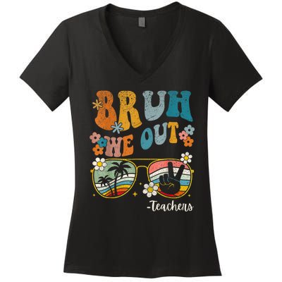 Bruh We Out Teachers Last Day Of School End Of School Year Women's V-Neck T-Shirt