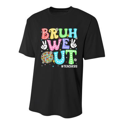 Bruh We Out Teachers Retro Disco Happy Last Day Of School Youth Performance Sprint T-Shirt