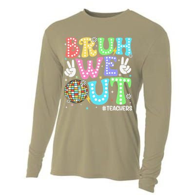 Bruh We Out Teachers Retro Disco Happy Last Day Of School Cooling Performance Long Sleeve Crew