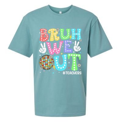 Bruh We Out Teachers Retro Disco Happy Last Day Of School Sueded Cloud Jersey T-Shirt