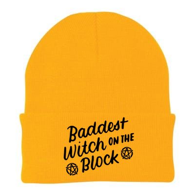 Baddest Witch On The Block Funny Halloween Teen Gift Knit Cap Winter Beanie