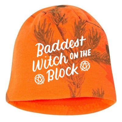 Baddest Witch On The Block Funny Halloween Teen Gift Kati - Camo Knit Beanie