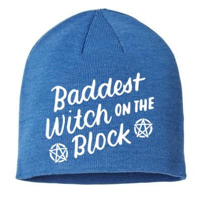 Baddest Witch On The Block Funny Halloween Teen Gift Sustainable Beanie