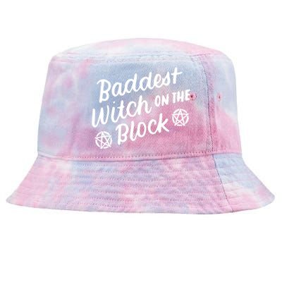 Baddest Witch On The Block Funny Halloween Teen Gift Tie-Dyed Bucket Hat