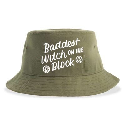 Baddest Witch On The Block Funny Halloween Teen Gift Sustainable Bucket Hat