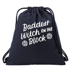 Baddest Witch On The Block Funny Halloween Teen Gift Drawstring Bag