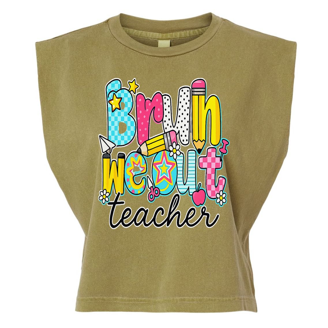Bruh We Out Teachers Happy Last Day Of School Teacher Women Garment-Dyed Women's Muscle Tee
